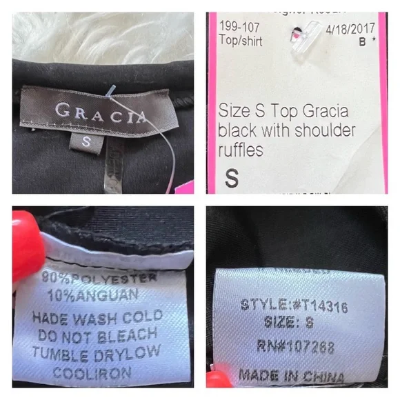 New! GRACIA Ruffle Collar Sleeve Top - Picture 9 of 9